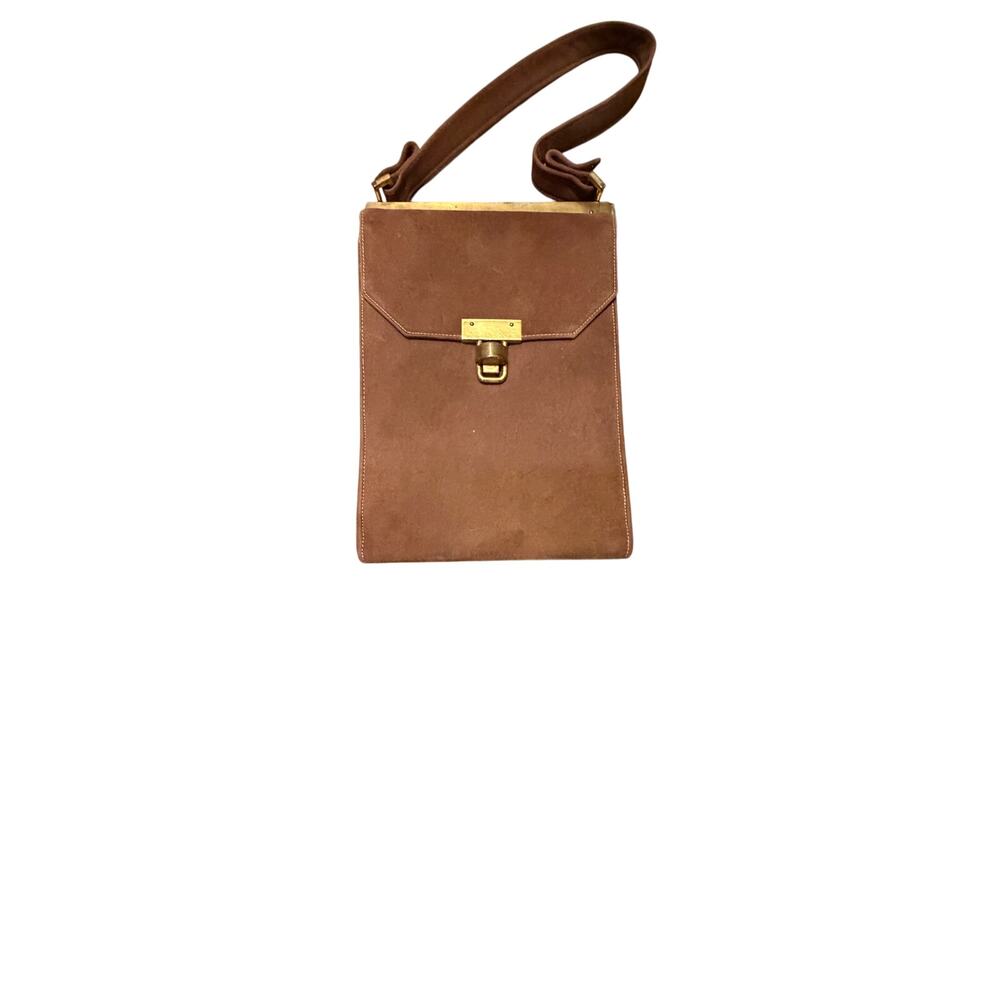 Vintage Brown Suede gusseted handbag 
By Unger of Sydney